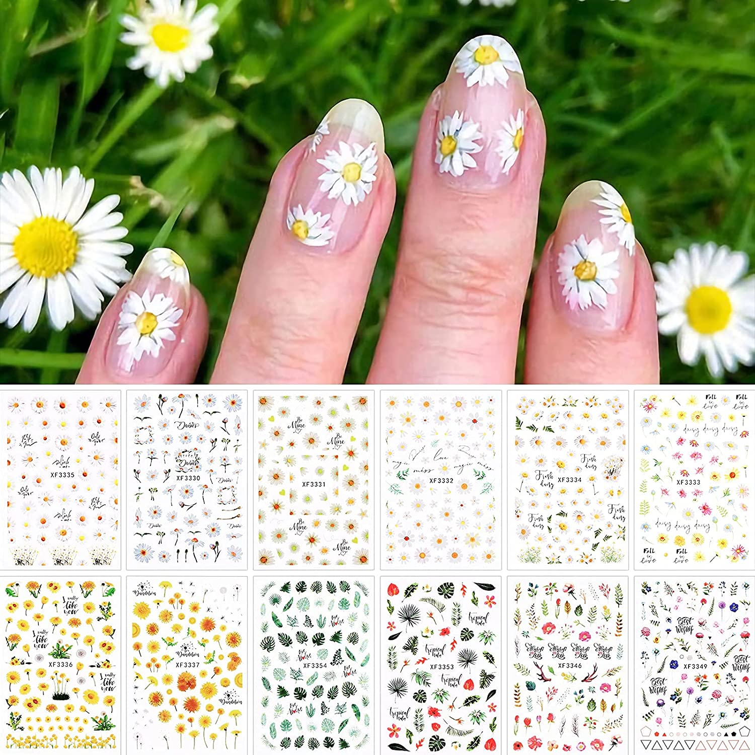 Detail Sunflower Nail Art Stickers Nomer 27