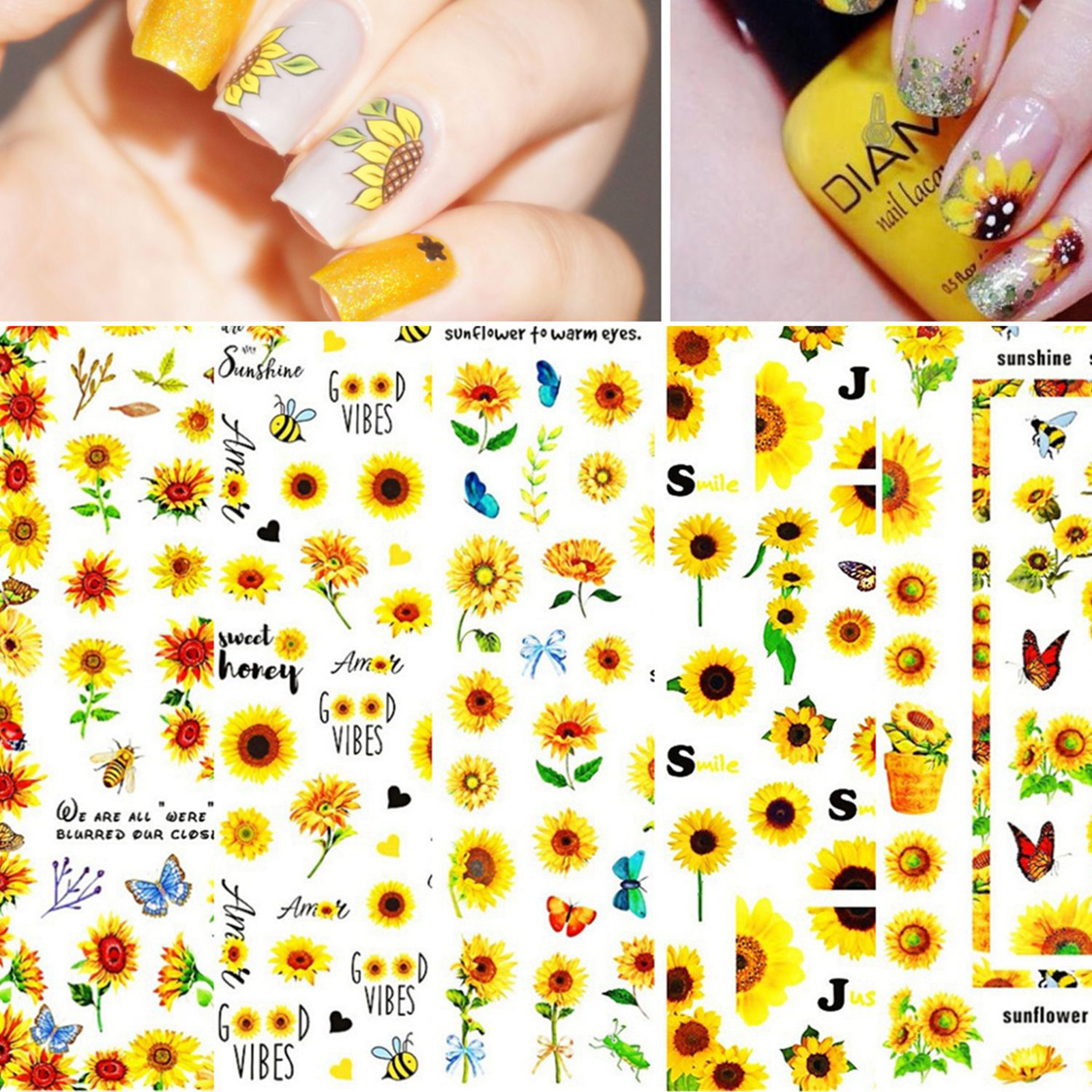 Detail Sunflower Nail Art Stickers Nomer 29