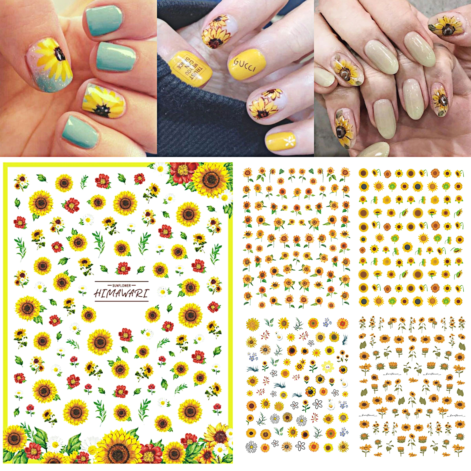 Detail Sunflower Nail Art Stickers Nomer 35