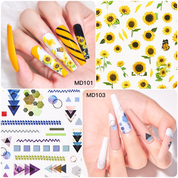 Detail Sunflower Nail Art Stickers Nomer 41