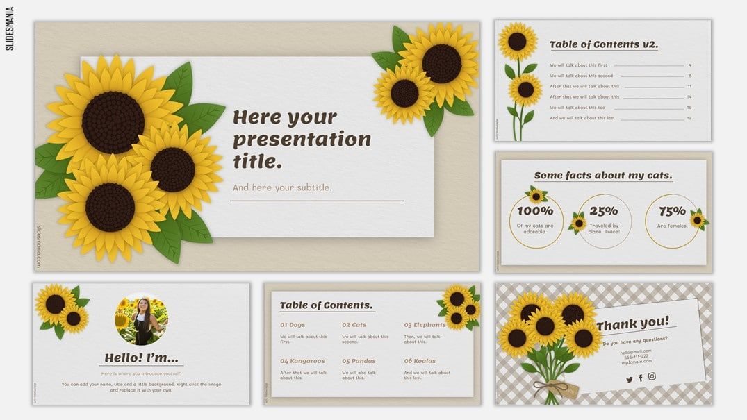 Detail Sunflower Powerpoint Template Nomer 17