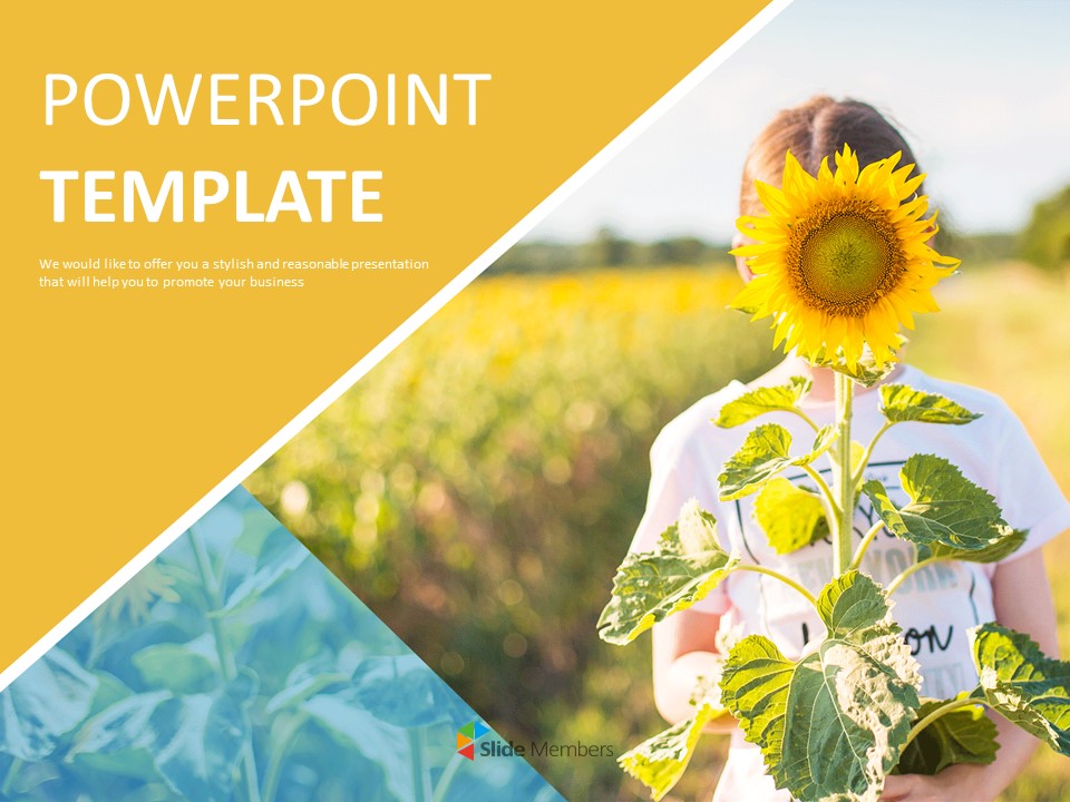 Detail Sunflower Powerpoint Template Nomer 6