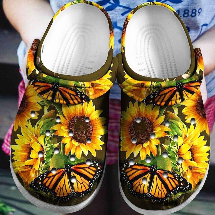 Sunflower Print Crocs - KibrisPDR