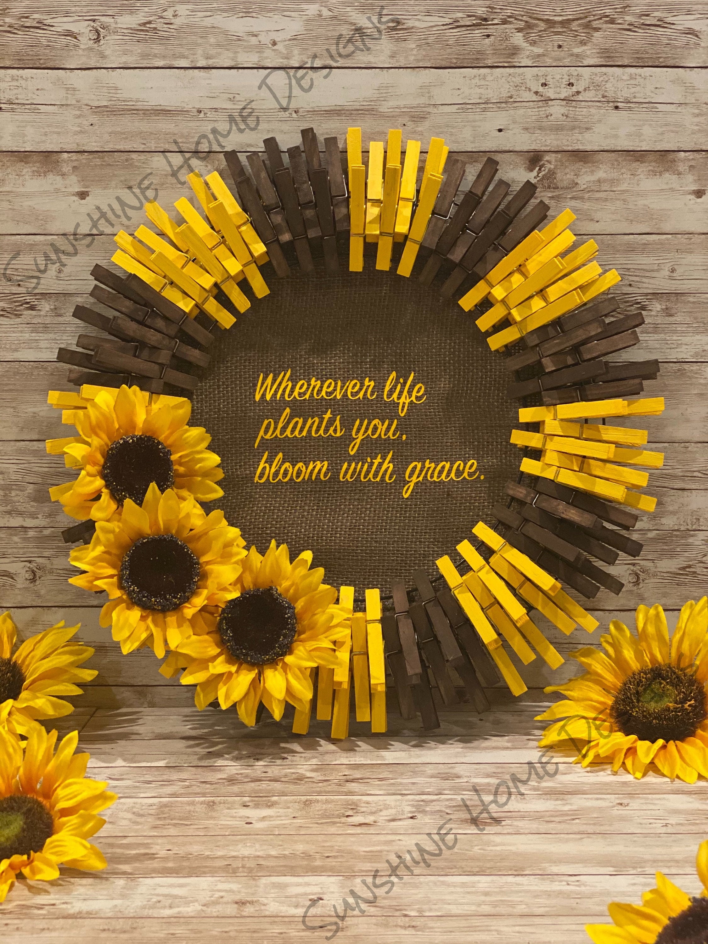 Detail Sunflower Wreath Clothespins Nomer 14