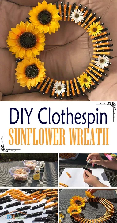 Detail Sunflower Wreath Clothespins Nomer 5