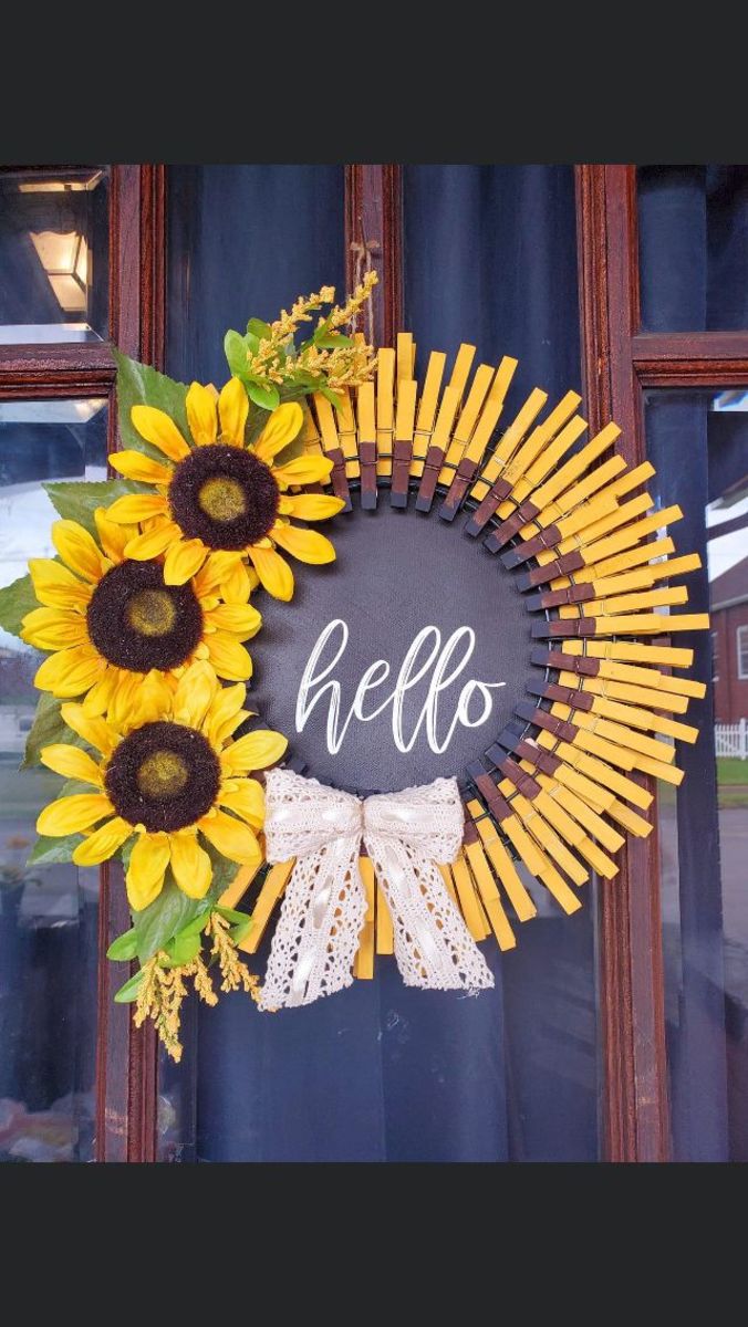 Detail Sunflower Wreath Clothespins Nomer 39