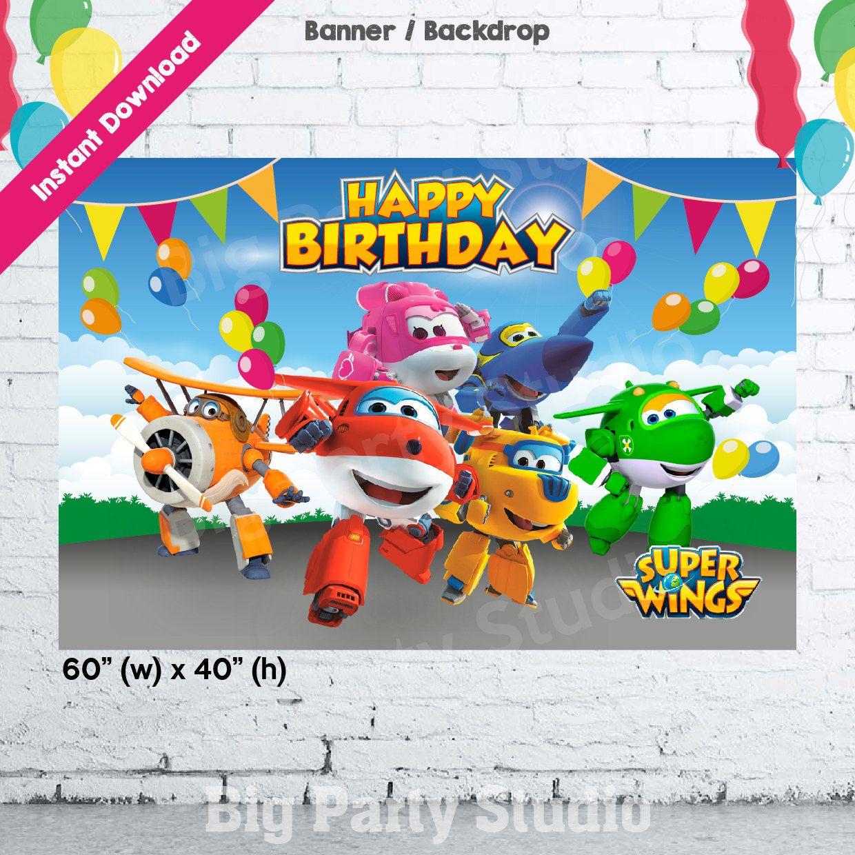 Super Wings Backdrop - KibrisPDR