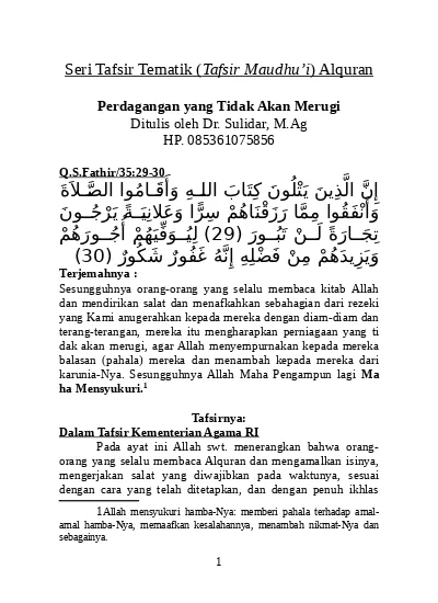 Detail Surat 35 Ayat 29 Nomer 5