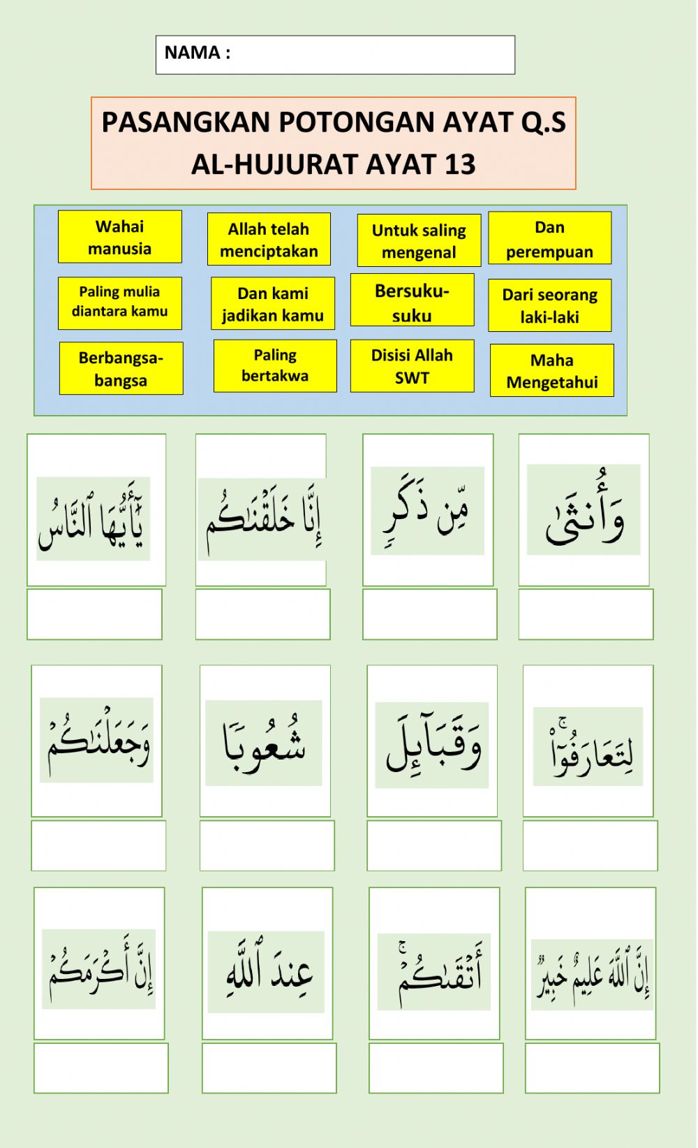 Detail Surat 49 Ayat 13 Nomer 12