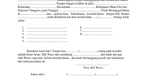 Detail Surat Ahli Waris Dari Kelurahan Nomer 45