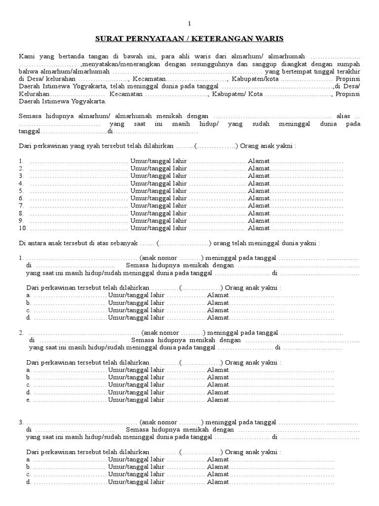 Detail Surat Ahli Waris Tanah Nomer 31