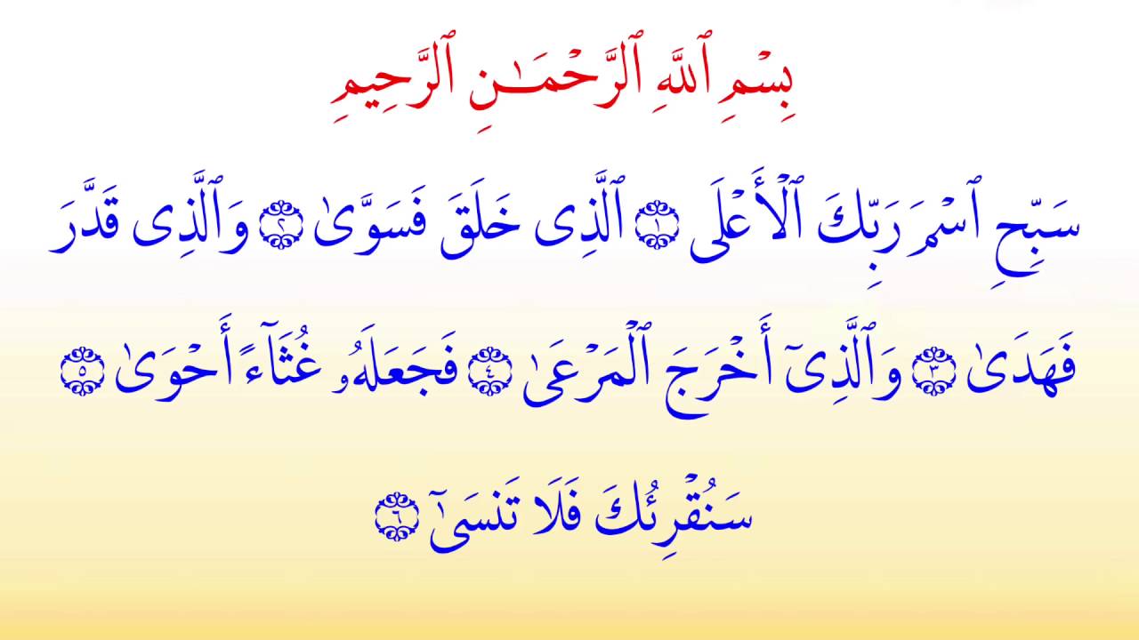 Detail Surat Al A La Nomer 19