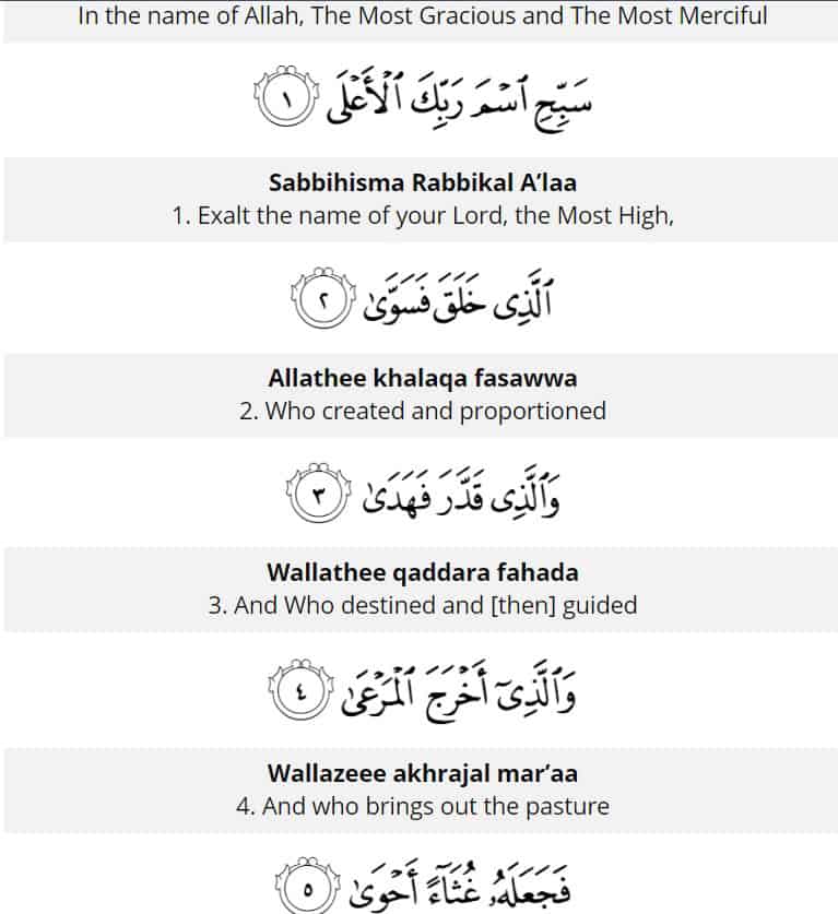 Detail Surat Al A La Arab Nomer 15