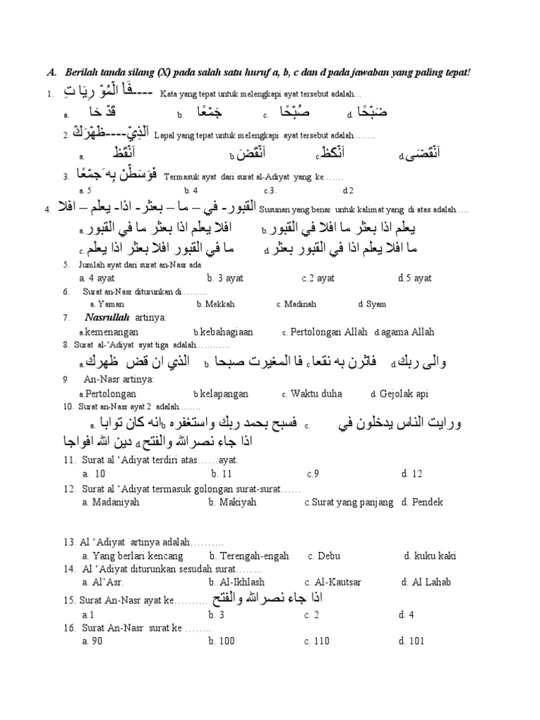 Detail Surat Al Adiyat Diturunkan Sesudah Surat Nomer 34