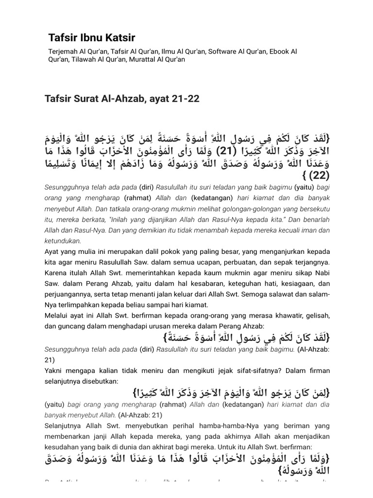 Detail Surat Al Ahzab Ayat 21 22 Nomer 48