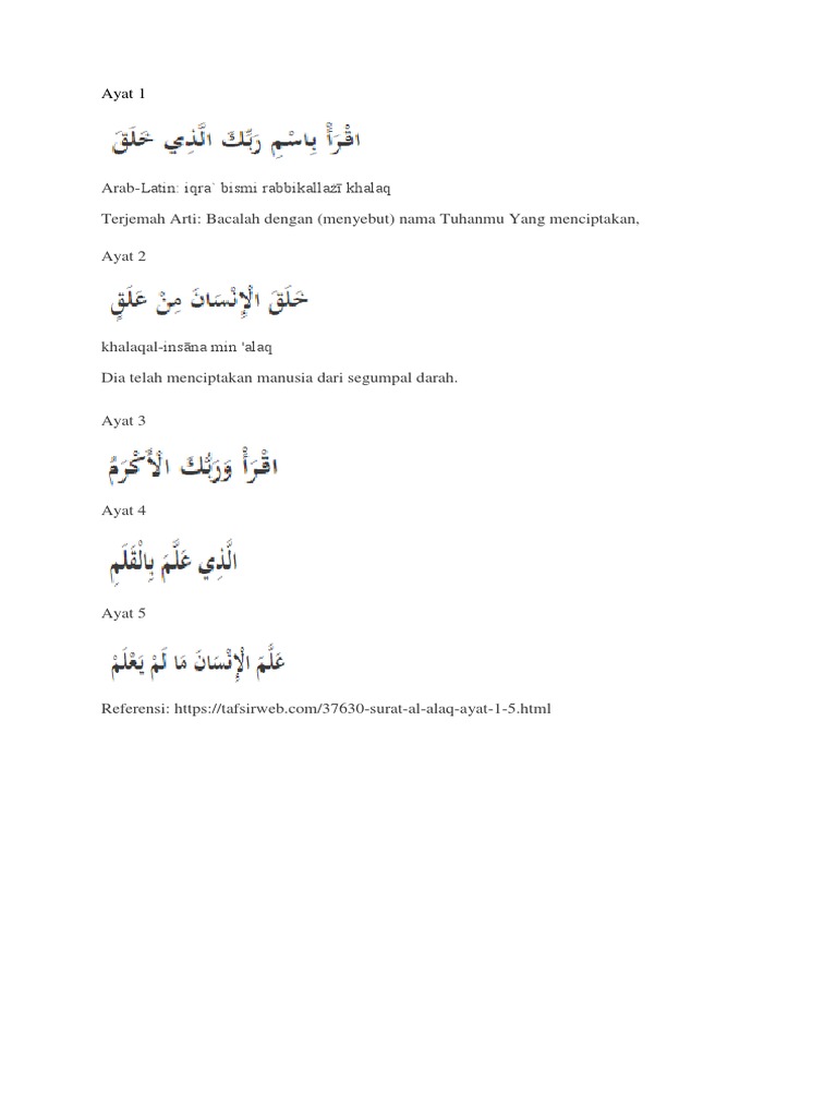 Detail Surat Al Alaq Ayat 5 Nomer 49