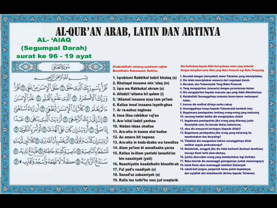 Detail Surat Al Alaq Latin Saja Nomer 2