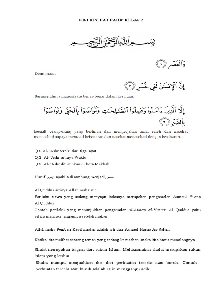 Detail Surat Al Asri Diturunkan Di Kota Nomer 30