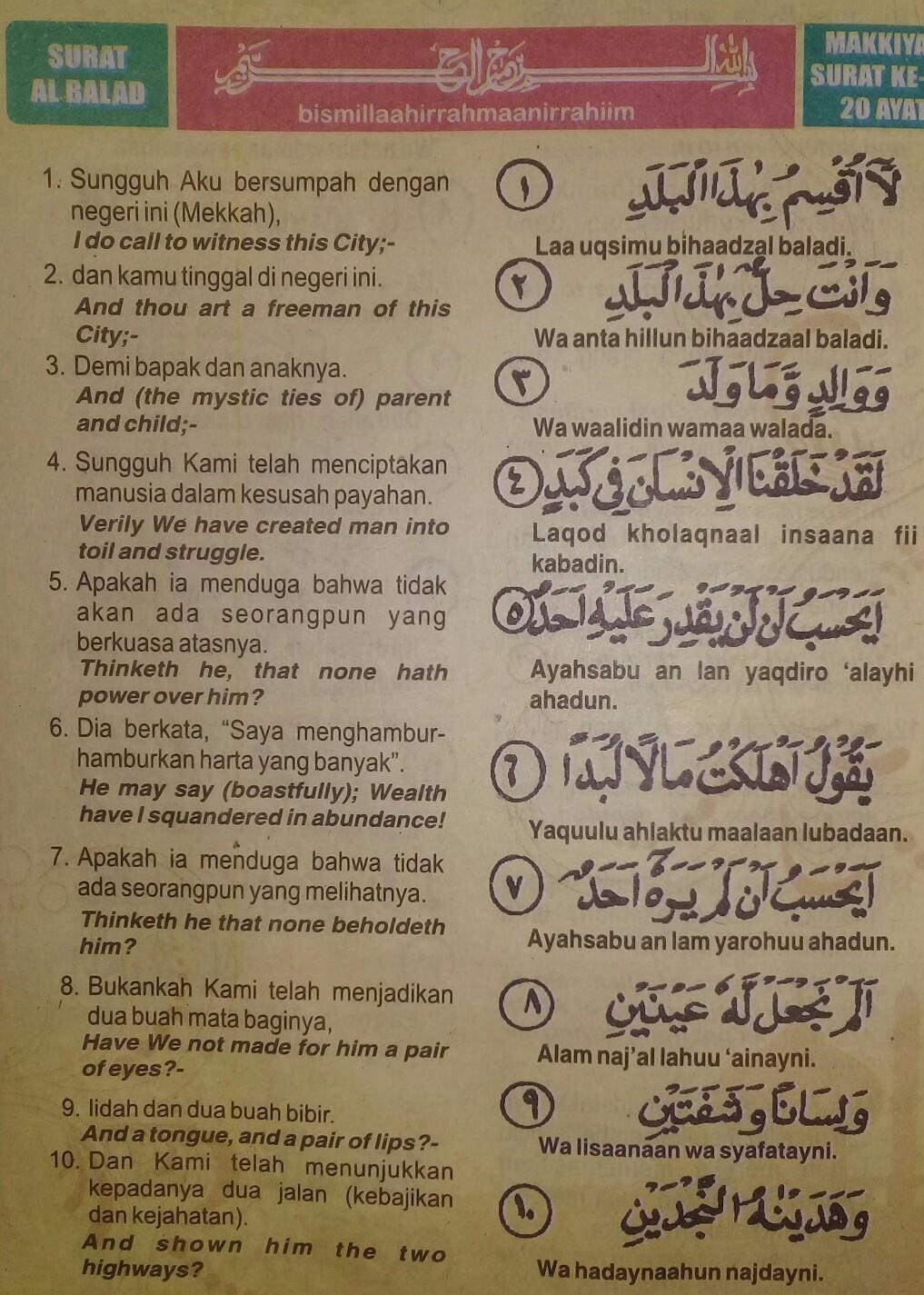 Detail Surat Al Balad Lengkap Nomer 31