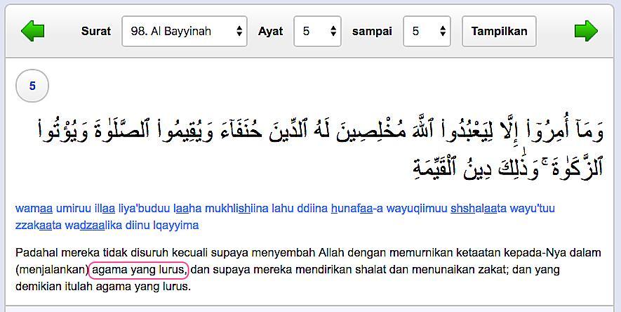 Detail Surat Al Baniah Nomer 22