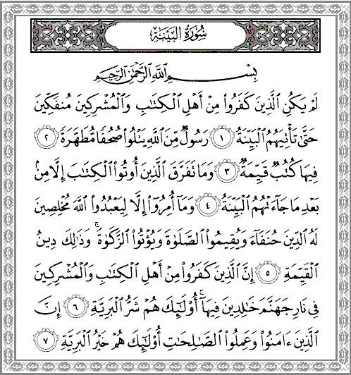 Detail Surat Al Baniah Nomer 8