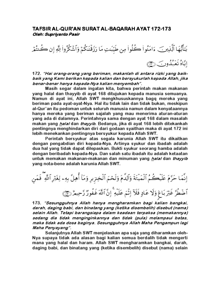 Detail Surat Al Baqarah Ayat 172 173 Nomer 5