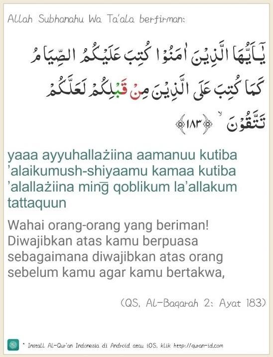 Detail Surat Al Baqarah Tentang Puasa Nomer 17