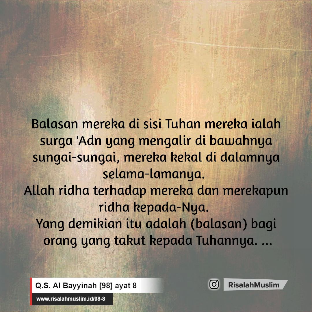 Detail Surat Al Bayyinah Ayat 1 Sampai 8 Nomer 37