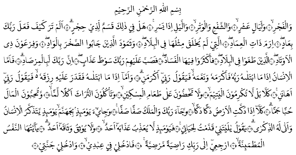 Detail Surat Al Fajr Latin Nomer 5