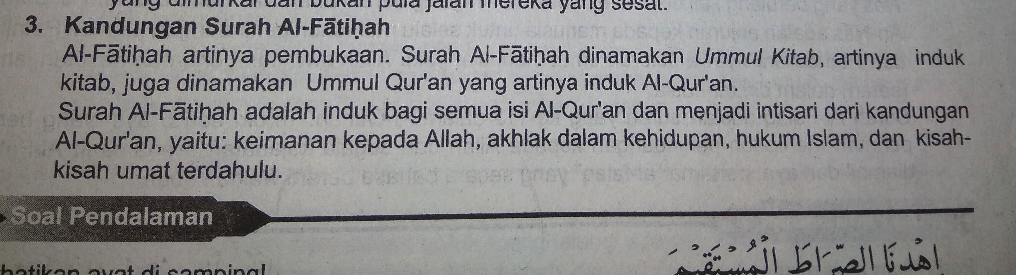 Detail Surat Al Fatihah Berisi Pesan Tentang Nomer 3