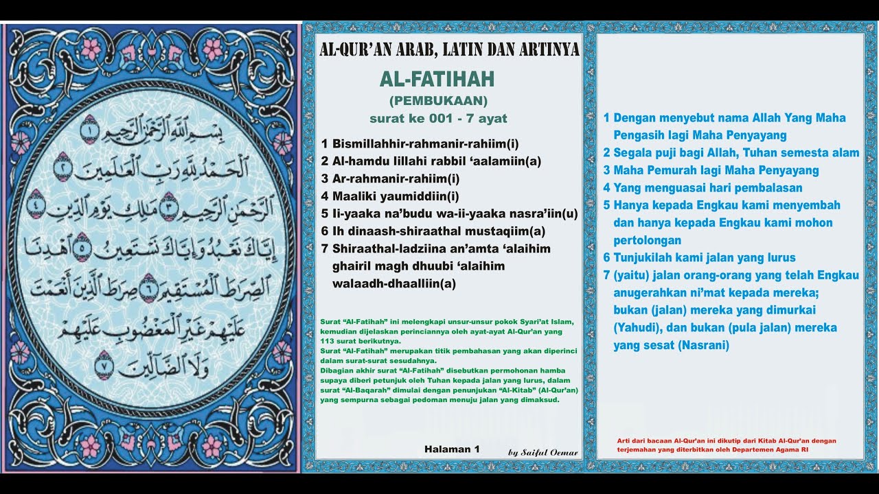 Detail Surat Al Fatihah Dan Latinnya Nomer 16