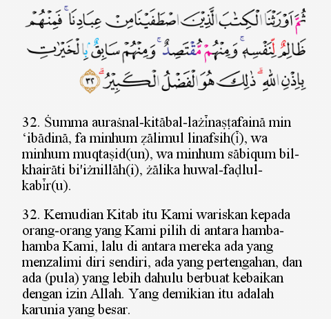 Detail Surat Al Fatir Ayat 32 Nomer 9