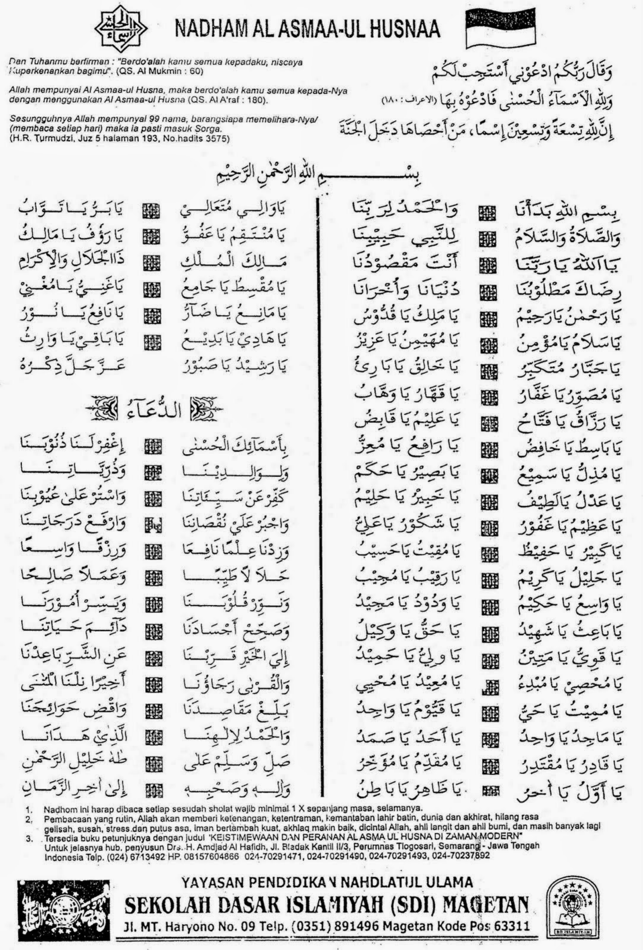 Detail Surat Al Husna Nomer 20