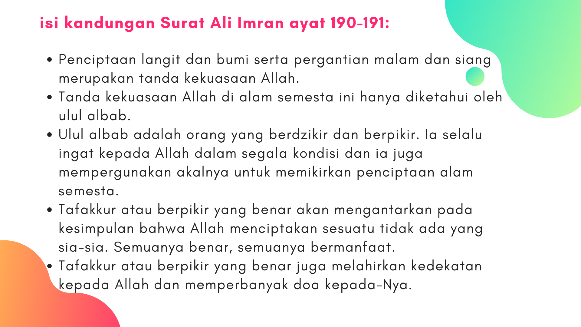 Detail Surat Al Imran 190 Dan 191 Nomer 19