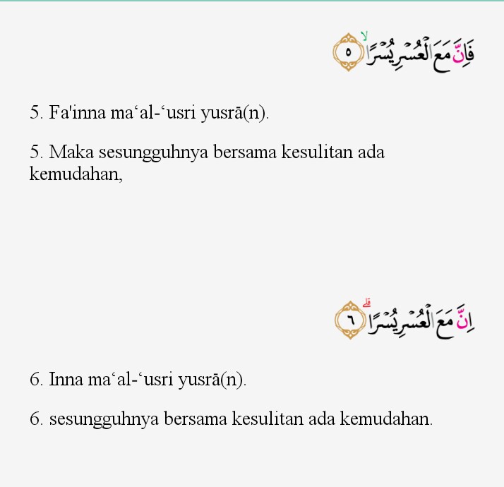 Detail Surat Al Insyirah Ayat 5 6 Nomer 37