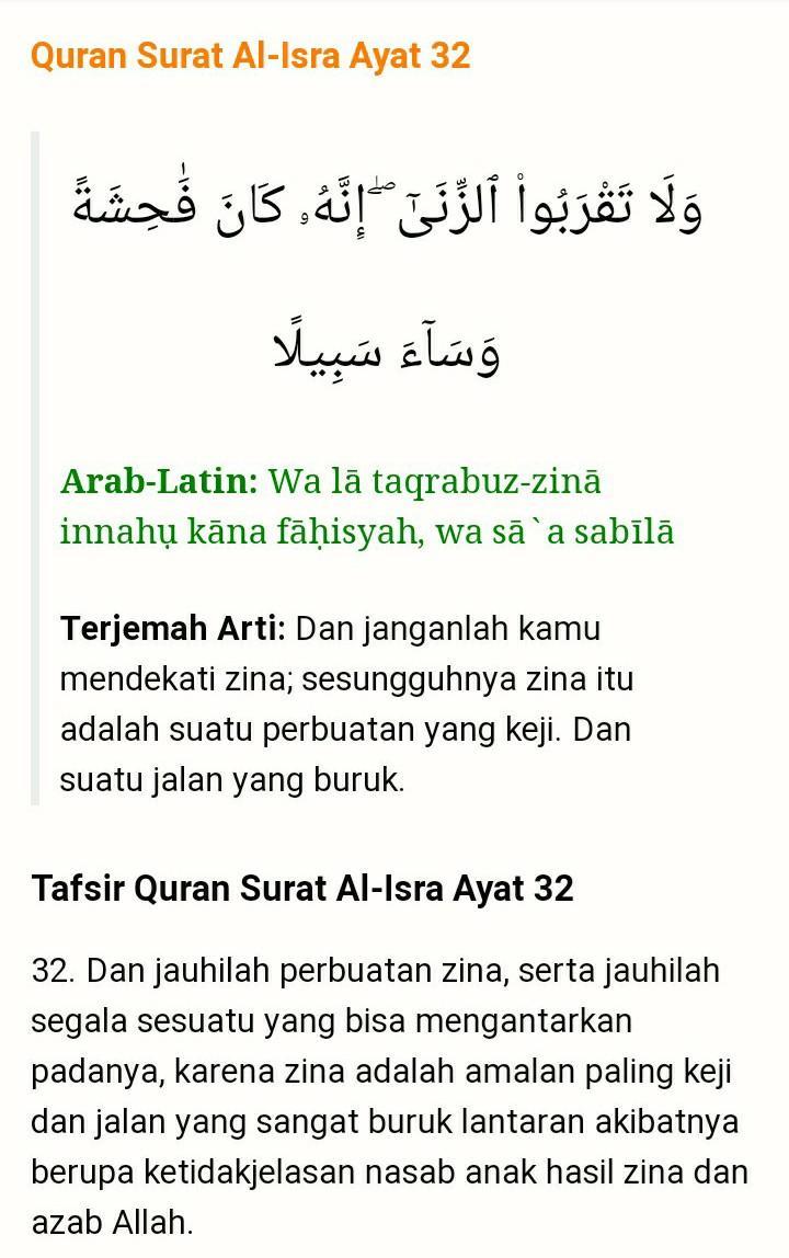 Detail Surat Al Isra Ayat 32 Nomer 25