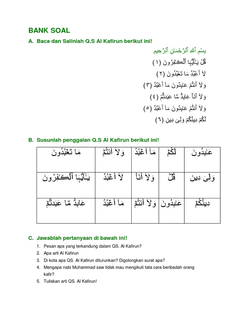 Detail Surat Al Kafirun Diturunkan Di Kota Nomer 22