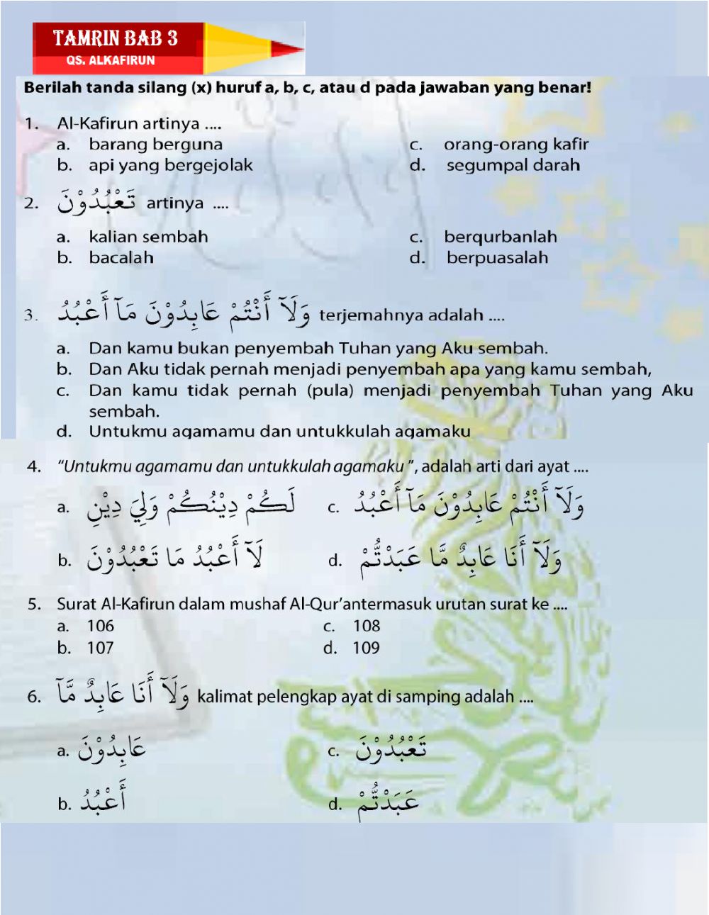 Detail Surat Al Kafirun Urutan Ke Nomer 12