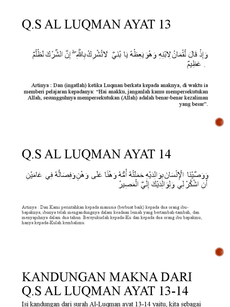 Detail Surat Al Luqman Ayat 13 14 Nomer 40