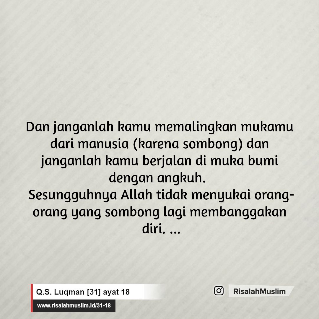 Detail Surat Al Luqman Ayat 18 Nomer 18