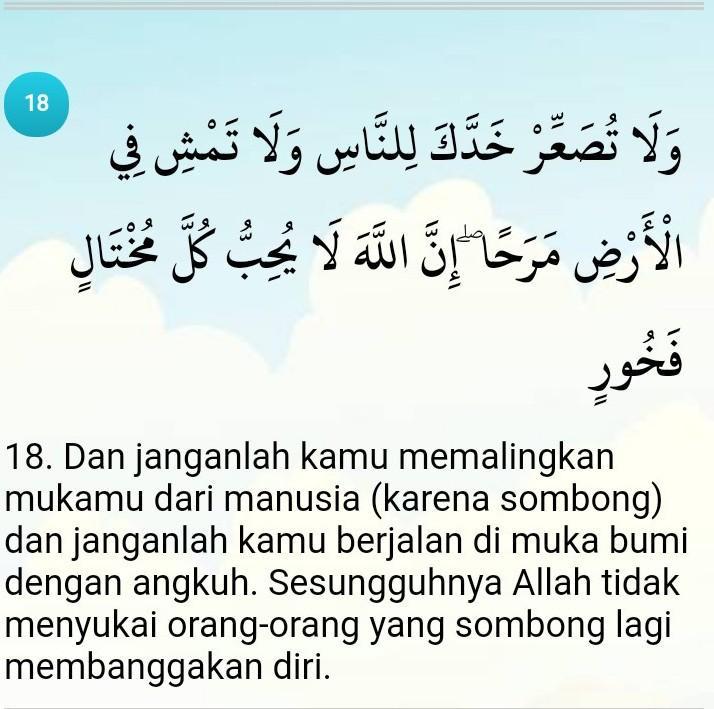 Detail Surat Al Luqman Ayat 18 Nomer 4