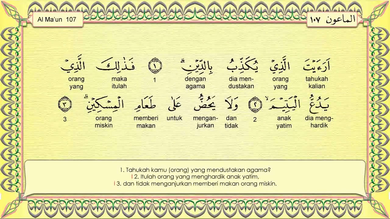 Detail Surat Al Ma Un Ayat 1 7 Latin Nomer 36