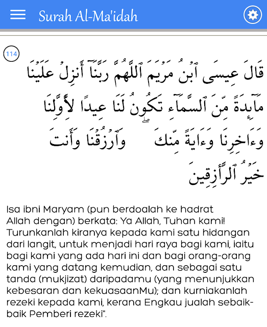 Detail Surat Al Maidah 114 Nomer 30