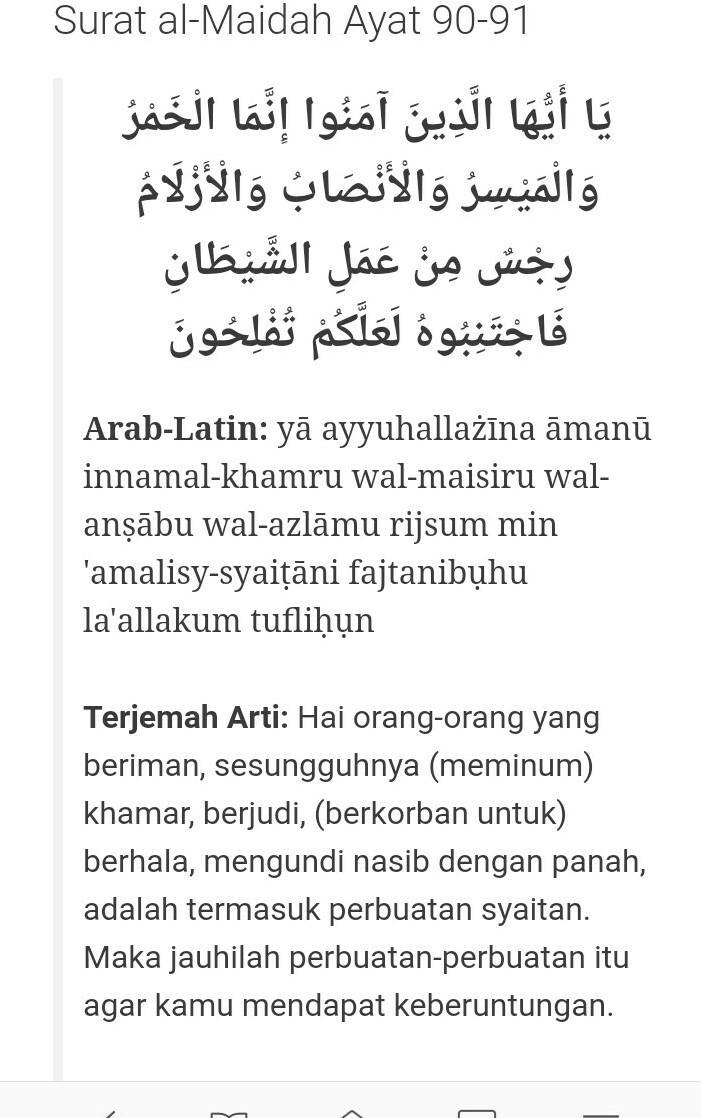 Detail Surat Al Maidah Ayat 90 Nomer 3