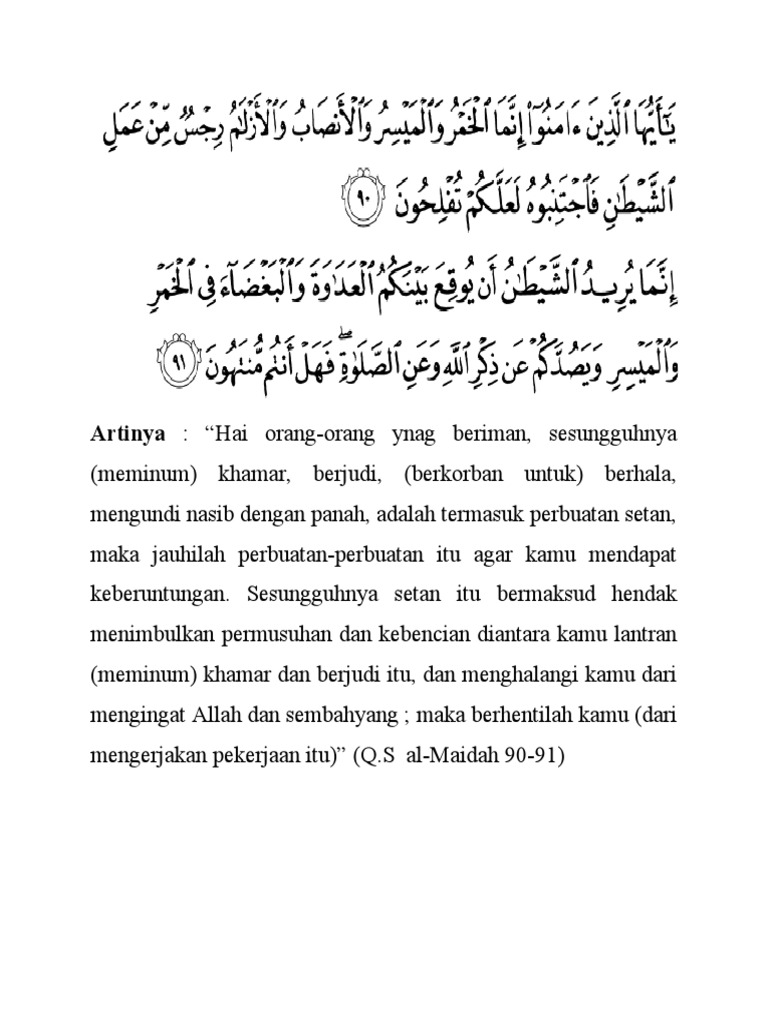 Detail Surat Al Maidah Ayat 90 91 Nomer 18