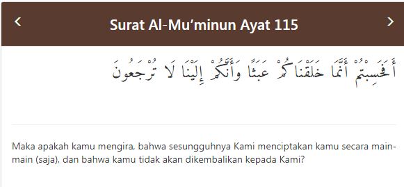 Detail Surat Al Mu Minun Ayat 115 Nomer 7