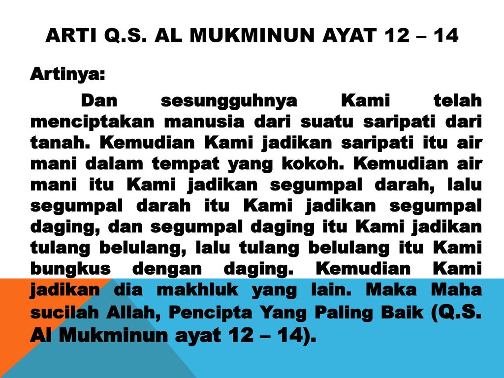 Detail Surat Al Mu Minun Ayat 12 14 Nomer 30
