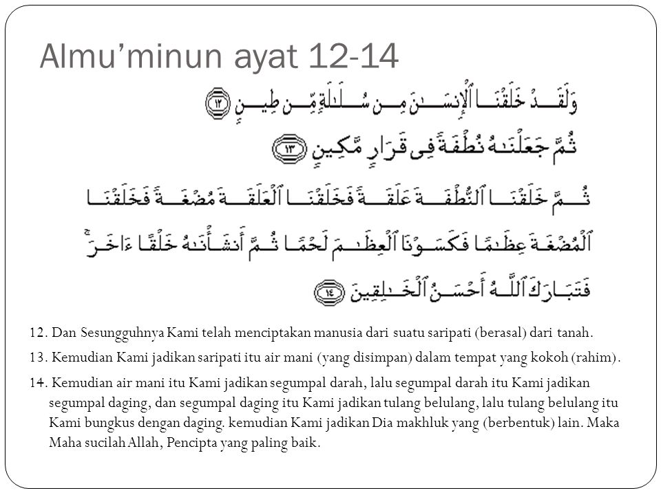 Detail Surat Al Mu Minun Ayat 12 14 Nomer 9