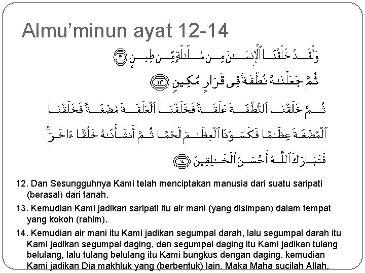 Detail Surat Al Mukminun Ayat 12 14 Nomer 40