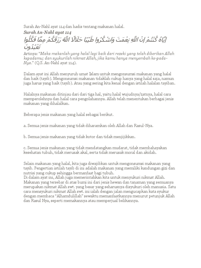 Detail Surat Al Nahl Ayat 114 Nomer 47